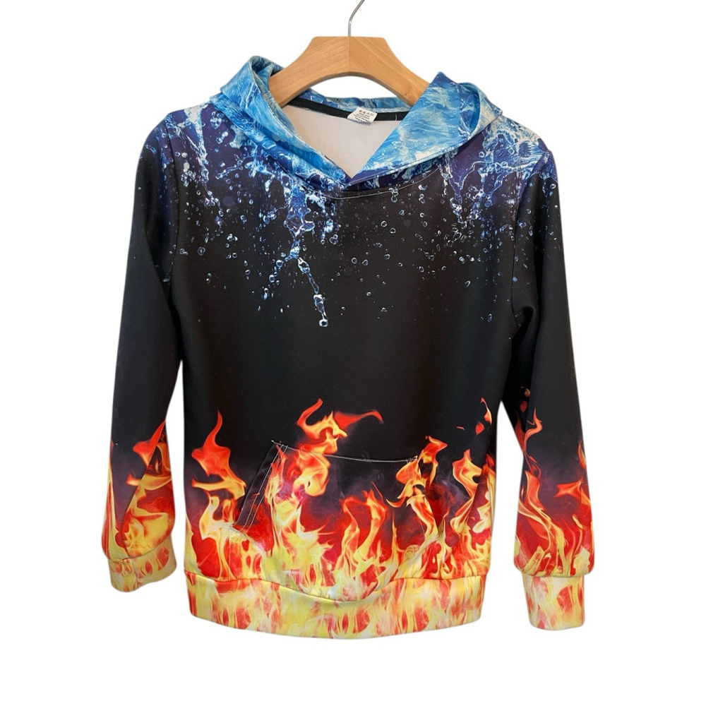 FunnyCo Hoodie Youth Medium 14-16 Multicolored Fire Ice Long Sleeve Pull Over